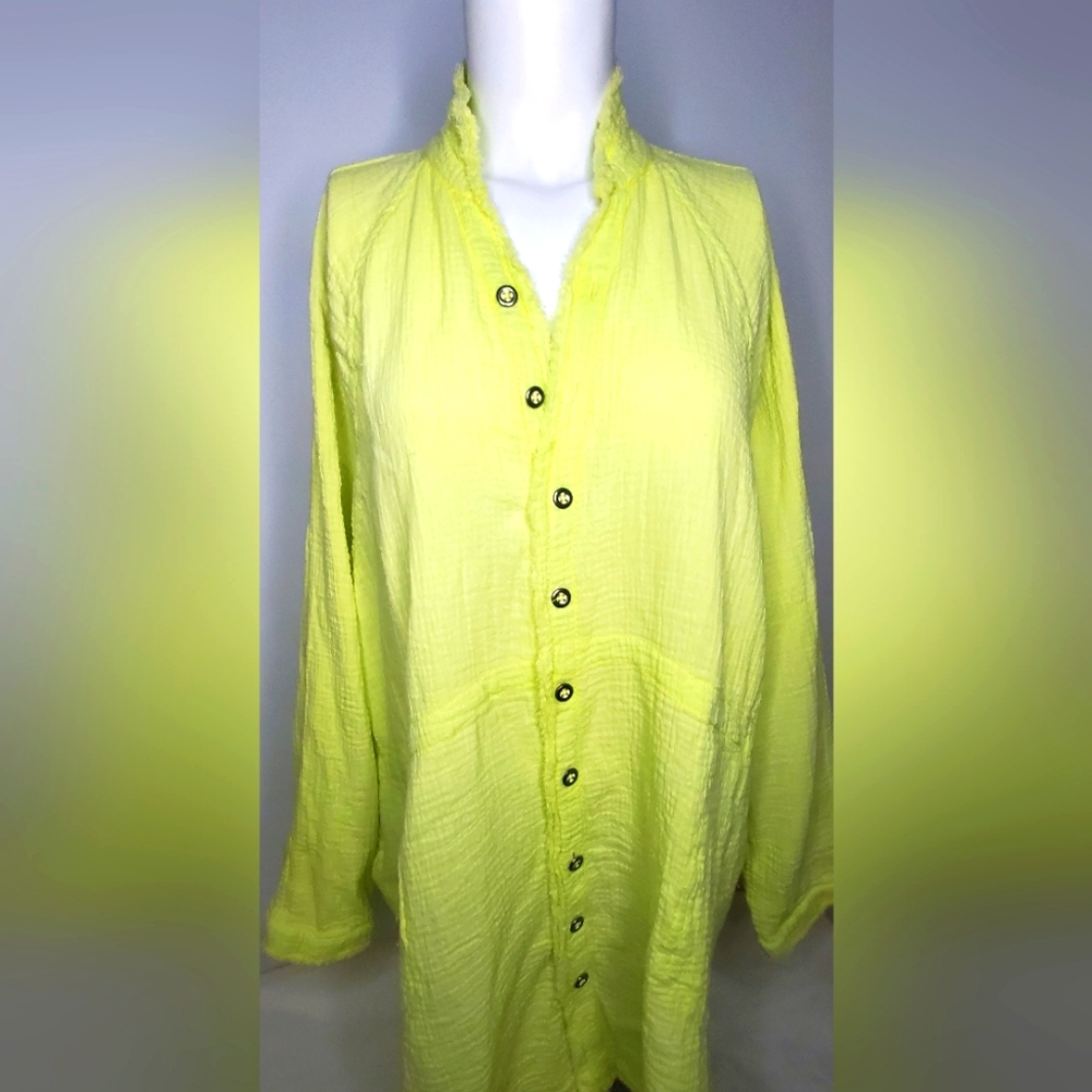 Free People Size S-We The Free Collection Soft Yellow Cotton Gauze Textile